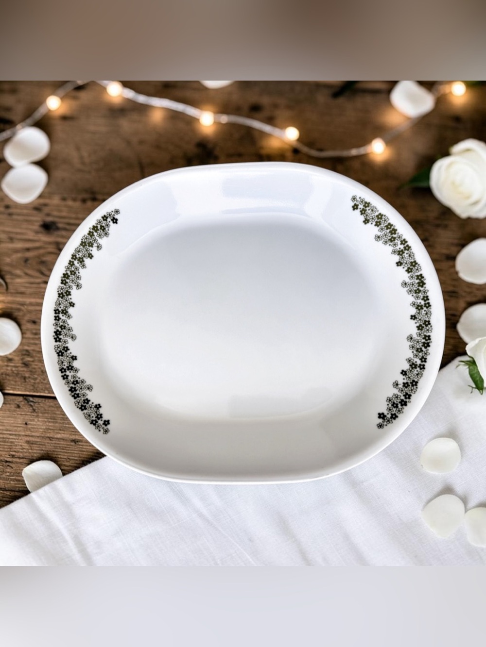 Vintage Corelle Spring Blossom Crazy Daisy Oval Serving Platter Tray 12” x 10”
